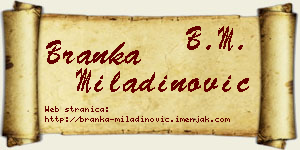 Branka Miladinović vizit kartica
